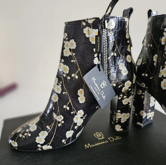 Massimo Dutti Zara Leather Ankle Boots with flowers US 7.5 - Picture 10 of 13